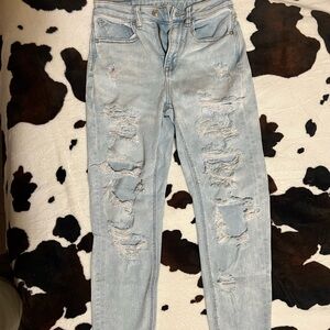 American Eagle Outfitters Blue Skinny Jeans with Distressing